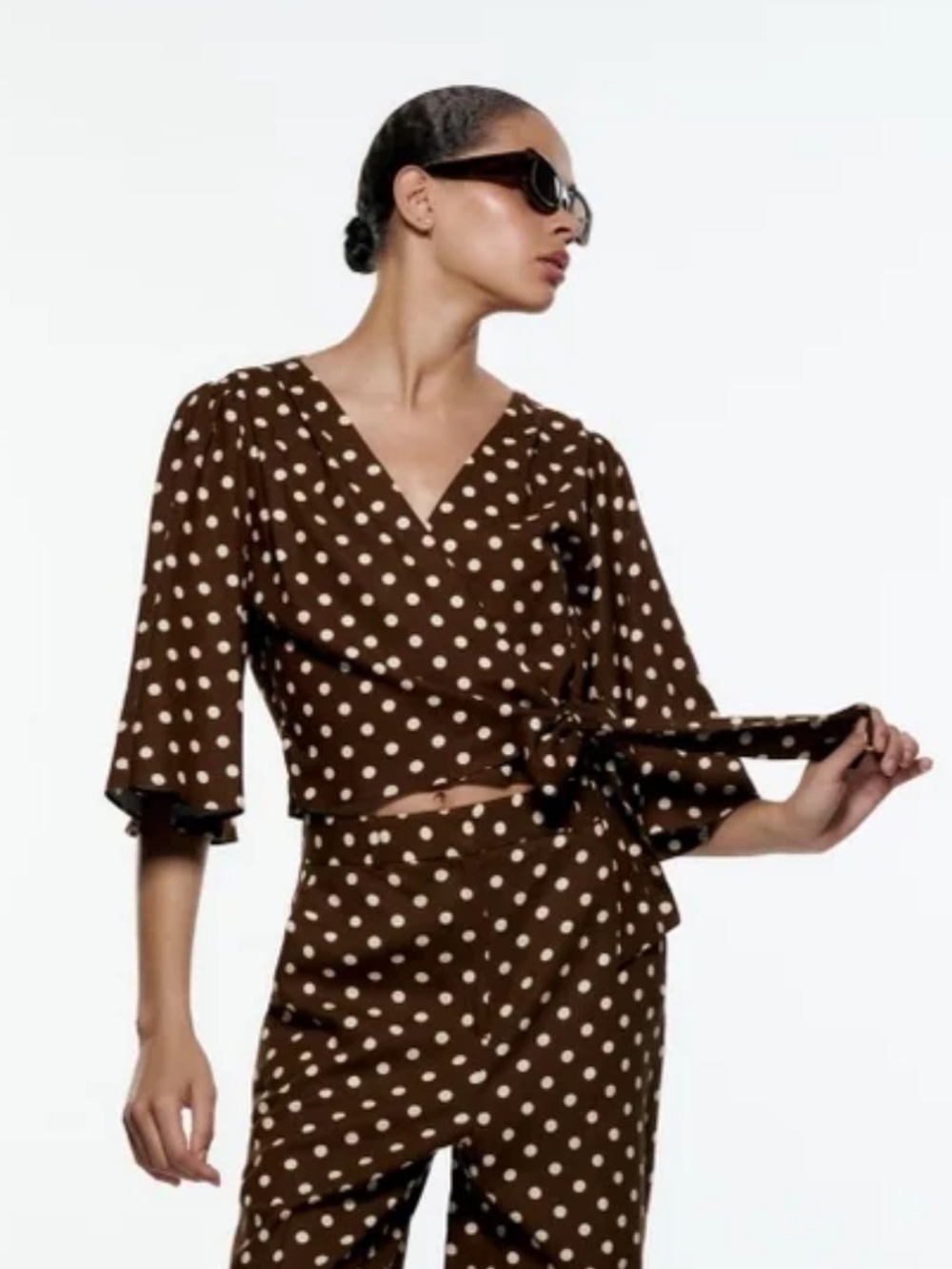 Zara tie polka dot top